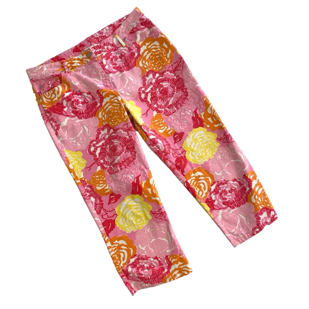 🎉Host Pick🎉Lilly Pulitzer Serene Fair Pink Winner's Circle 5 Pocket Jean… - Picture 2 of 7